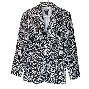 Metro Style Black and White Zebra Linen blend blazer jacket 8 TALL